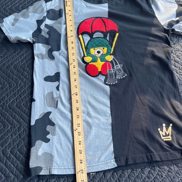 Switch‎ Parachuting Teddy Bear Shirt Mens Medium Black Gray Camo Embroidered - Picture 11 of 12